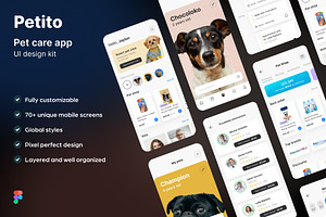 Petito Pet Care App UI Kit, an UI Kit Template by phoneixdesign