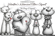 Valentine's Whimsical Otters Clipart, an Illustration by designcity5 (Thumbnail 1 of 5)