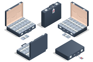 Isometric vector suitcase filled, a Finance Illustration by Golden Sikorka