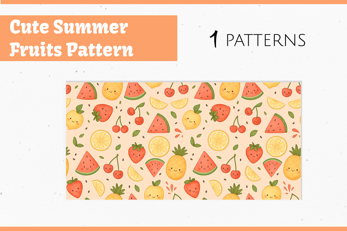 Cute Summer Fruits Pattern, a Pattern Graphic by Casa Mandarina (Photo 2 of 8)