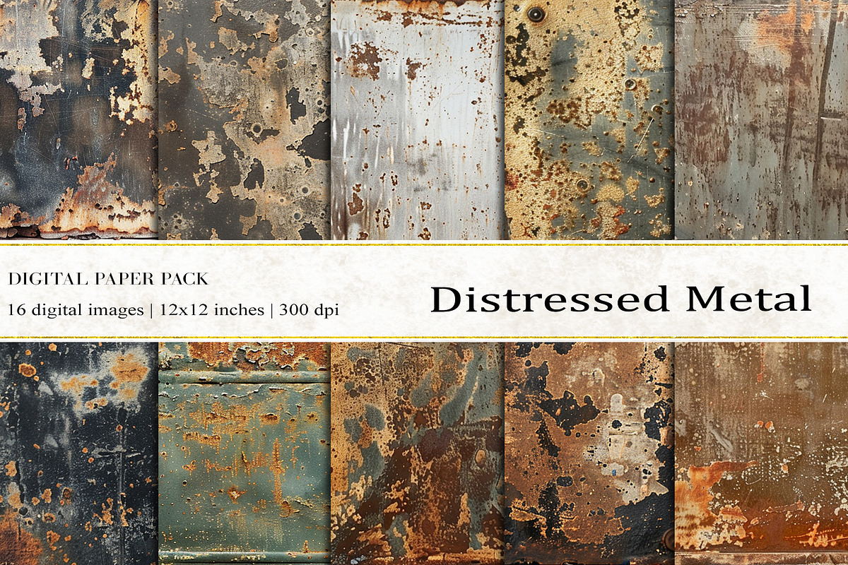 Distressed Metal Digital Papers, a Background Graphic by BonaDesigns (Photo 1 of 5)