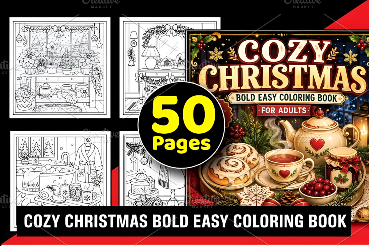 Cozy Christmas Bold Easy Coloring, a Seasonal Illustration by Design Station (Photo 1 of 5)