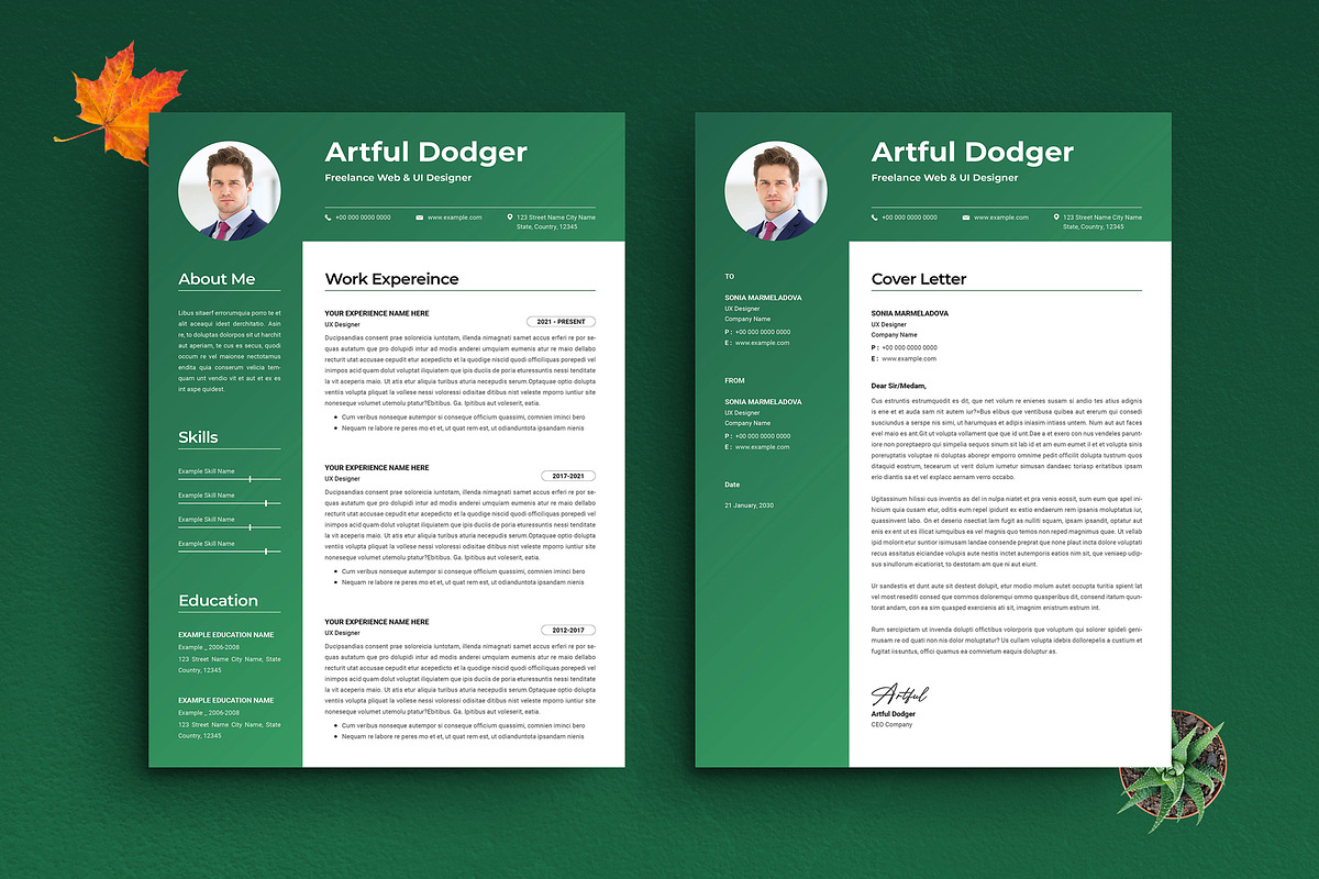 Professional Resume Template – Cover, a Resume Template by PixelStudio (Photo 1 of 5)