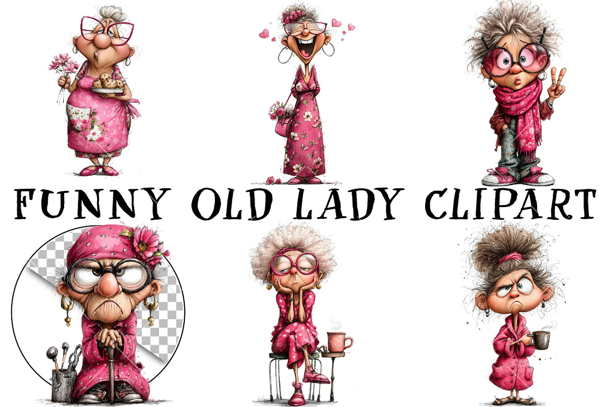 Funny Old Lady Clipart, an Illustration by OK Design (Photo 2 of 6)