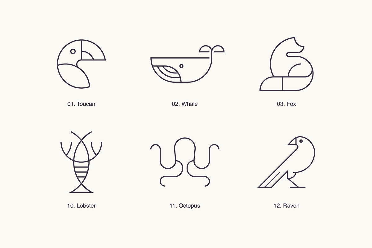 Animals - Outline Icons & Logos, a Branding & Logo Template by Paulina Sara Design (Photo 2 of 12)