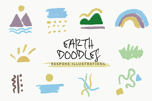 Earth Nature Sketch Doodle Icons, a Solid Icon by CreativeWilderness
