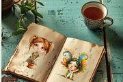 WHIMSICAL QUIRKY LITTLE GIRL CLIPART, a Person Illustration by Daring Digies (Thumbnail 8 of 10)