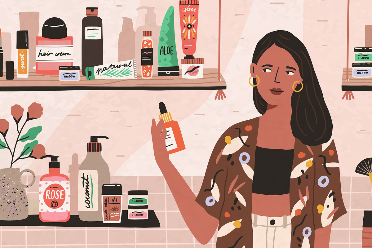 Woman in cosmetic, beauty shop, a Person Illustration by Good Studio (Photo 2 of 3)
