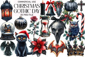 Gothic Christmas Day Clipart Bundle, an Illustration by Daily.Designs