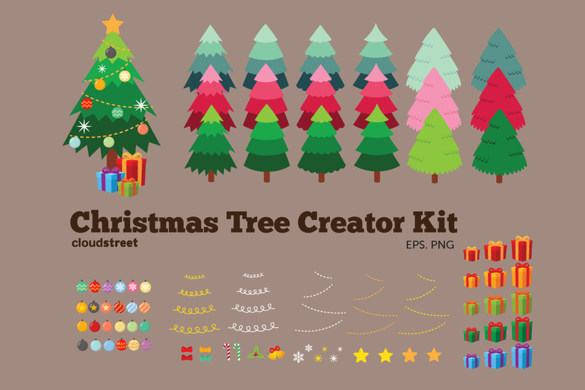 Christmas Tree Creator Kit, an Illustration by cloudstreetlab