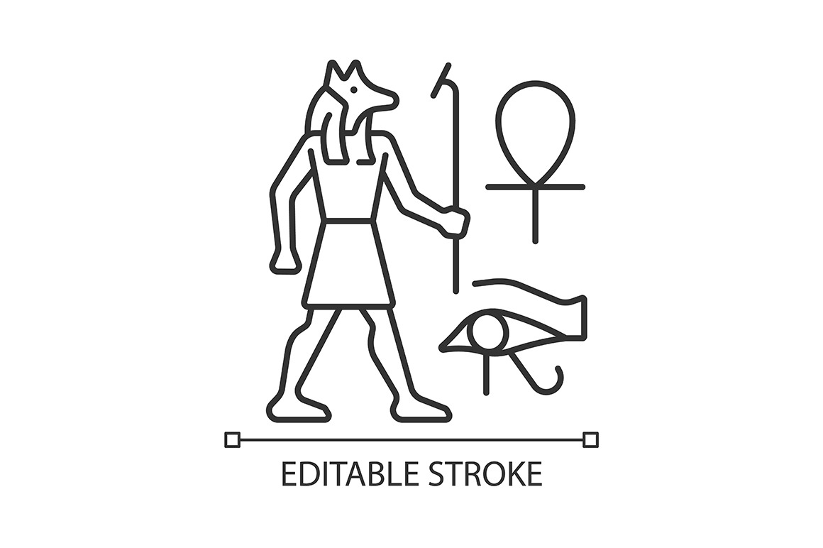 Egyptian wall drawings linear icon, an Outline Icon by bsd studio