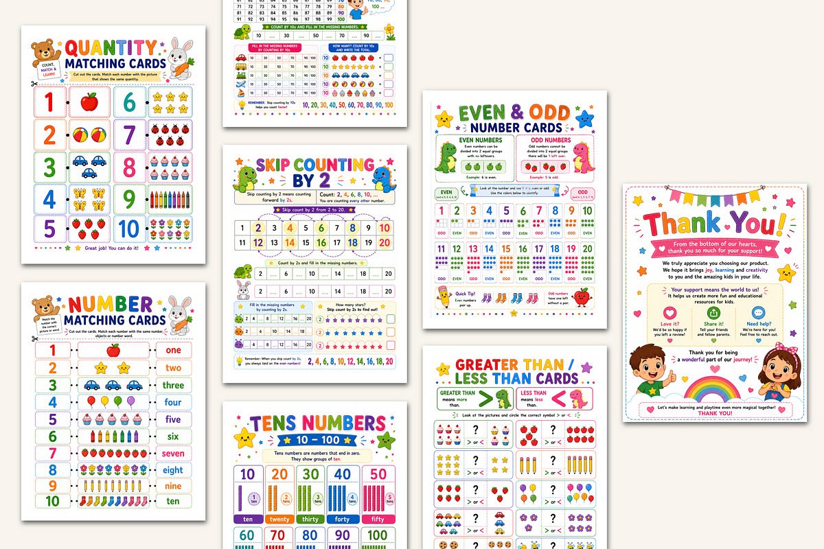 Number Flashcards, a Stationery Template by Designmela01 (Photo 4 of 5)