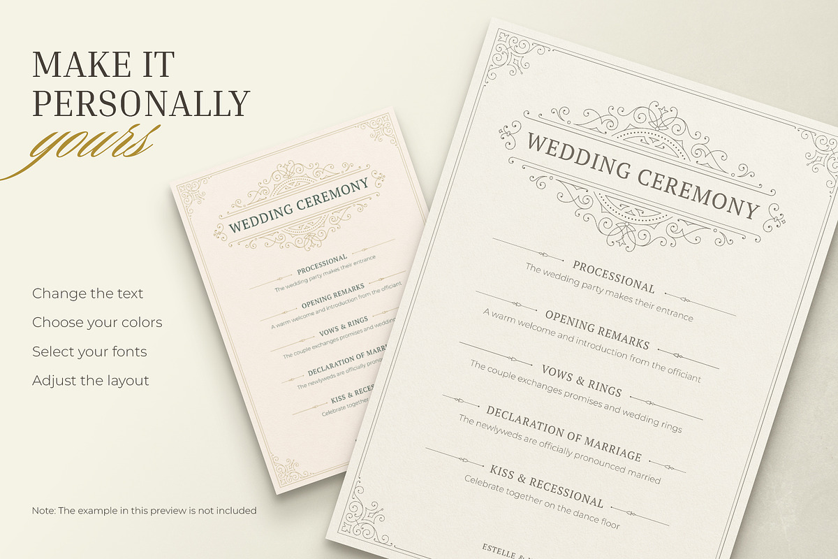 Vintage Wedding Ceremony Program, a Stationery Template by Vasya Kobelev (Photo 3 of 7)