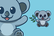 cute koala holding eucalyptus cartoo, an Animal Illustration by garistipis (Thumbnail 1 of 2)