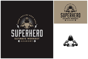 Super Hero gym workout crossfit logo, a Branding & Logo Template by Enola99d