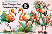 Watercolor Summer Flamingo Clipart, an Illustration by SVGArt (Thumbnail 1 of 9)