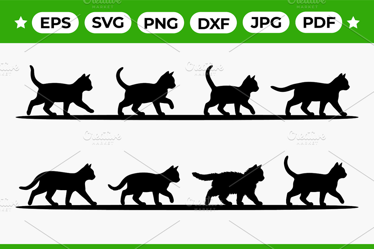 Walking Cat Silhouette Pack, an Object Graphic by Artonix (Photo 1 of 3)