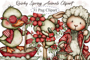 Quirky Spring Animals Clipart, an Illustration by designcity5