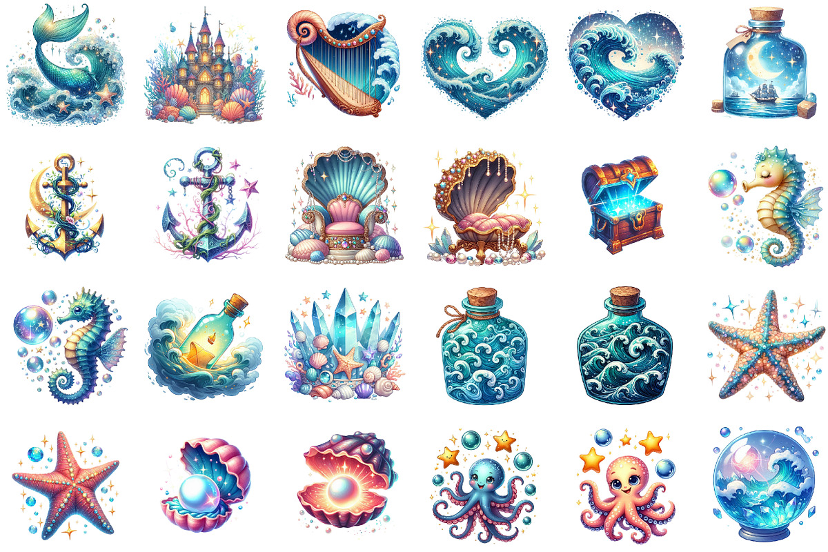 Magical Ocean Sublimation Clipart, an Illustration by Sublimation Artist (Photo 2 of 6)