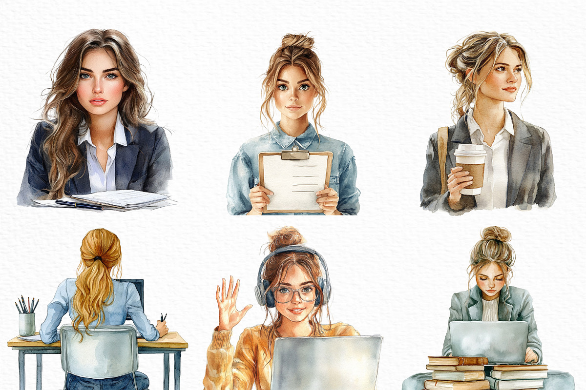 Watercolor Business Girl Clipart, an Illustration by Craft Nest (Photo 5 of 6)