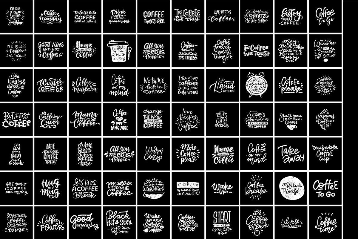 Coffee lettering &clipart collection, a Decorative Illustration by Lana Sham (Photo 3 of 15)