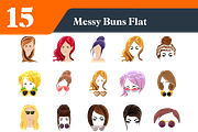 Messy Bun Flat Illustrations Bundle, a Duotone Icon by EllaMaiyaali (Thumbnail 3 of 3)