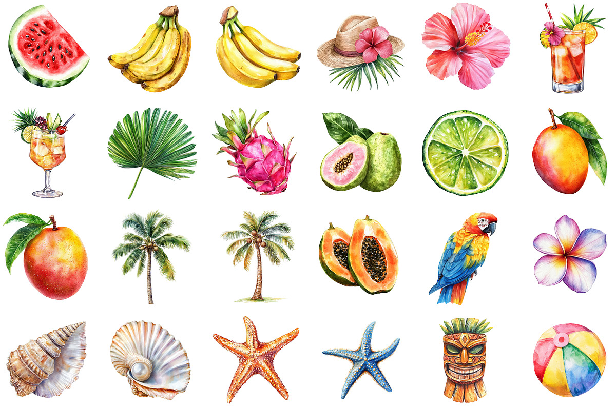 Tropical Watercolor Clipart Collecti, an Illustration by Sublimation Artist (Photo 2 of 6)