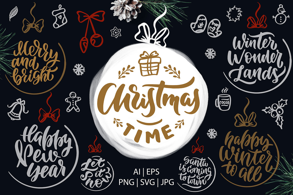 Cute Christmas Bundle, an Animal Illustration by Lettering_Logo (Photo 10 of 11)