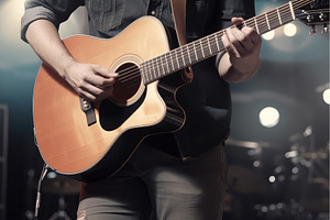 Country music singer guitar concert, a Person Photo by Ylivdesign