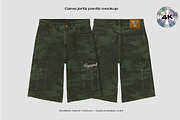 Camo jorts pants mockup, a Bottom Mockup by Voyage Studio (Thumbnail 1 of 3)