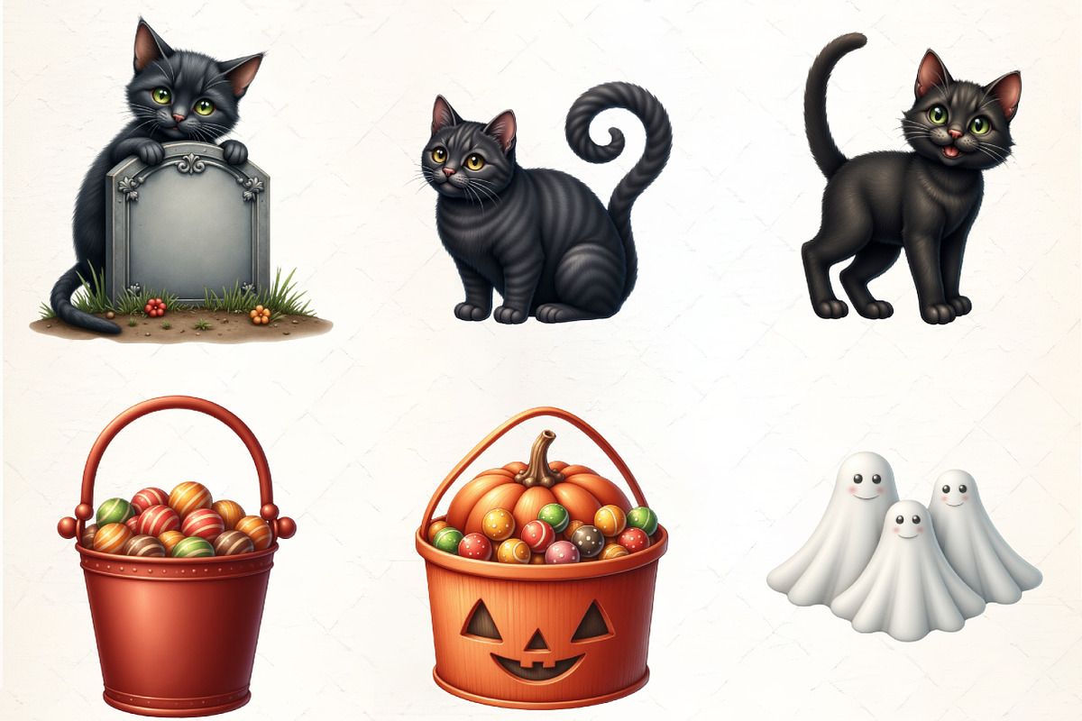 Retro Halloween Clipart Bundle, an Illustration by CrexoraLab (Photo 3 of 5)