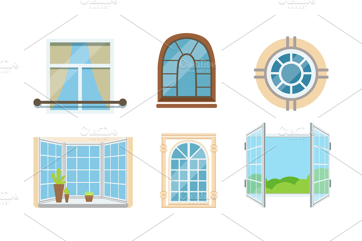 Different Types of Windows Vector, an Object Illustration by TopVectors
