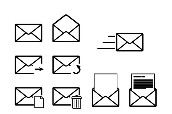 Set Of Envelope Outline Icons