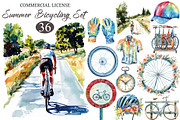Summer Bicycling Set Clipart, an Illustration by designcity5 (Thumbnail 1 of 5)