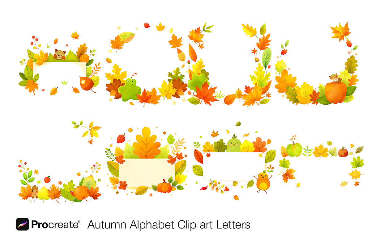Autumn Alphabet Clipart – Hand-Paint, an Object Illustration by crafty (Photo 12 of 13)