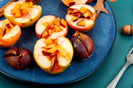 Apple and figs baked with honey, a Food & Drink Photo by MLunov MLunov