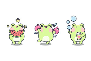 Kawaii frogs enjoying summer, an Animal Illustration by art PVP - market