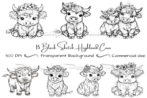 15 Cute Highland Cow Clipart, an Animal Illustration by Art Paradise Studios