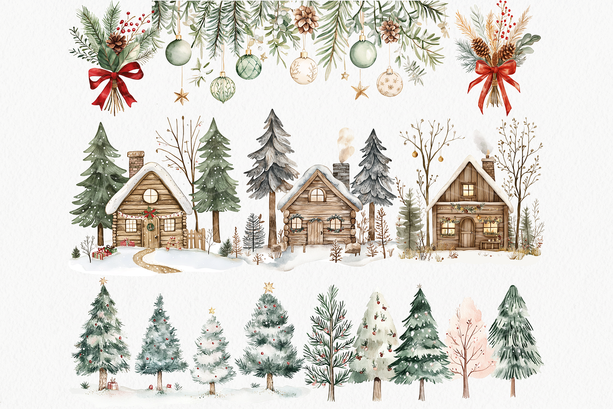 Woodland Christmas Clipart, a Seasonal Illustration by ClipArtCharm (Photo 4 of 5)