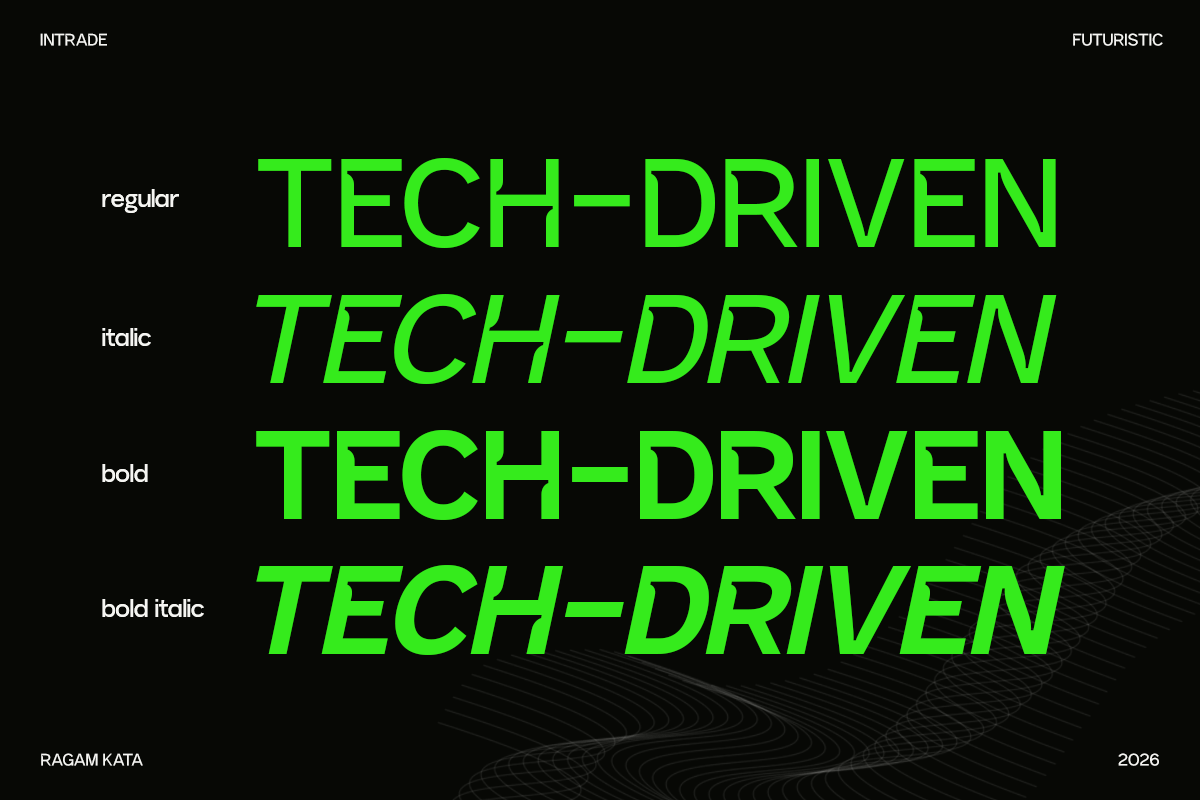 Futuristic Sans Serif - Intrade, a Sans Serif Font by RagamKata (Photo 8 of 9)