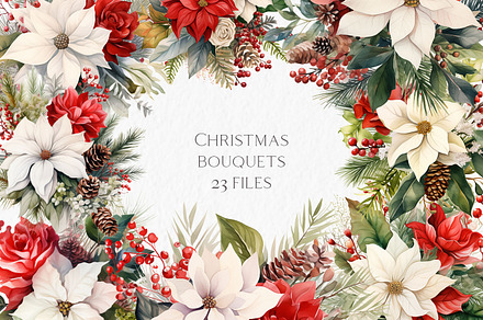 Poinsettia watercolor clipart PNG, an Object Graphic by MyLittleMeow