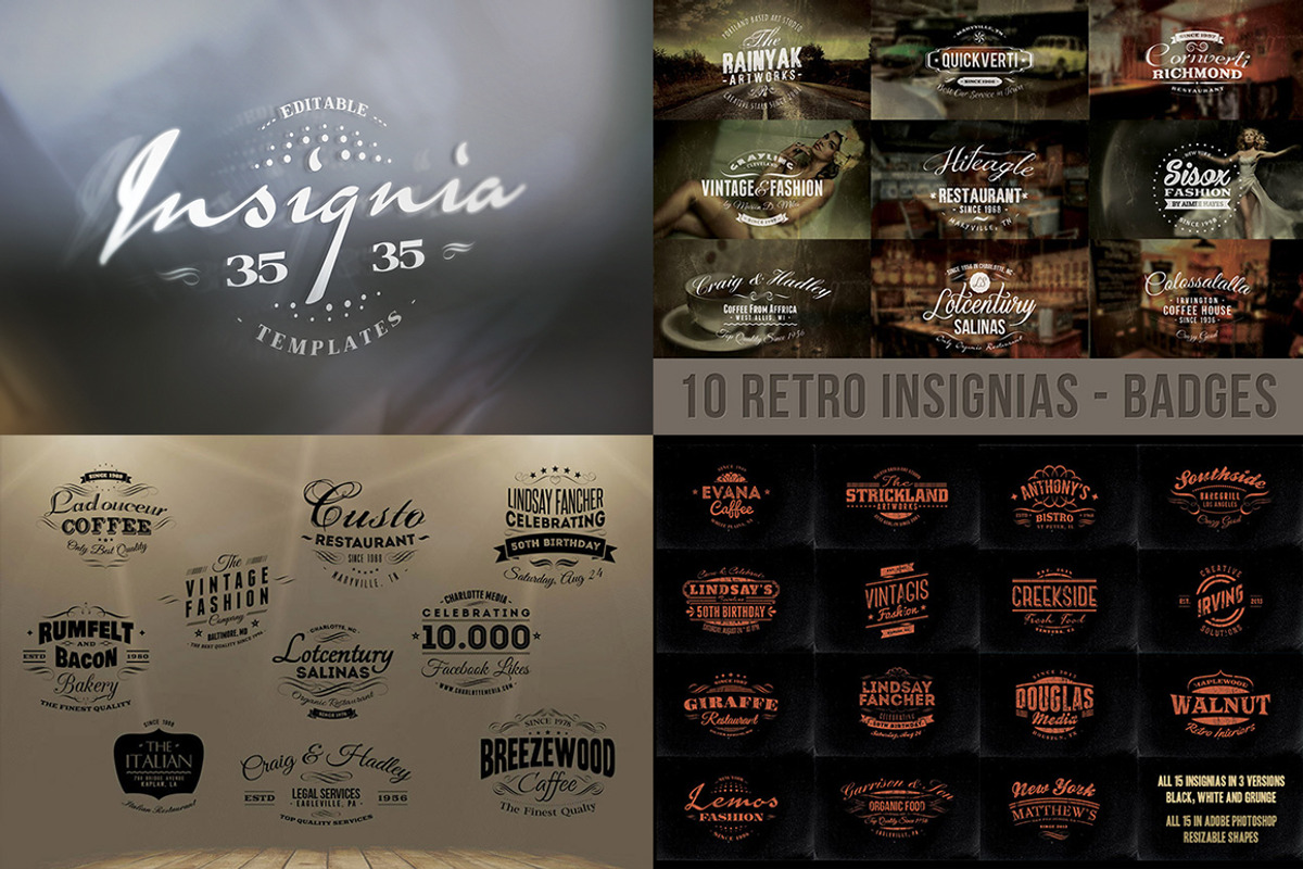 70 Logo / Badge / Insignia Templates, a Branding & Logo Template by Cruzine (Photo 4 of 5)