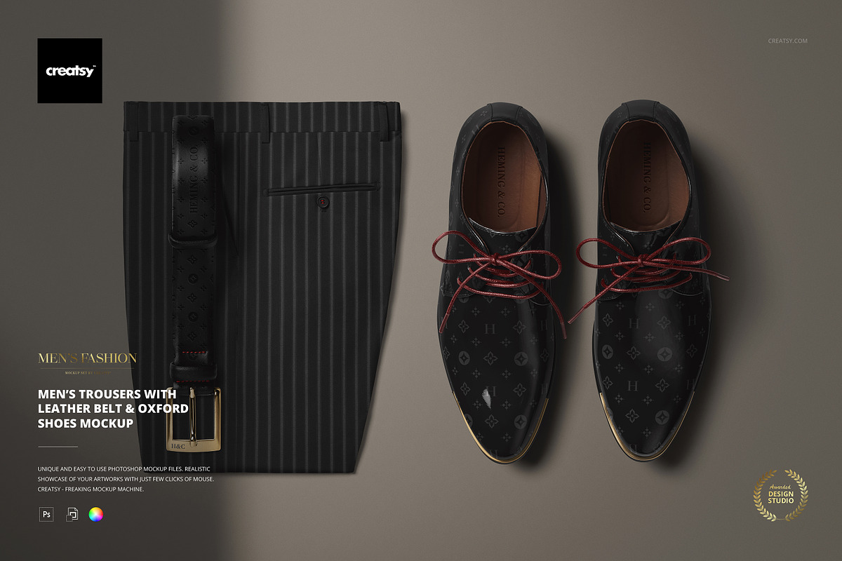 Elegant Men’s Trousers Shoes Mockup, a Shirt Mockup by Creatsy (Photo 1 of 5)