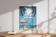 Hello Summer poster. Woman in chaise, a Seasonal Illustration by Vector_Up (Thumbnail 4 of 4)