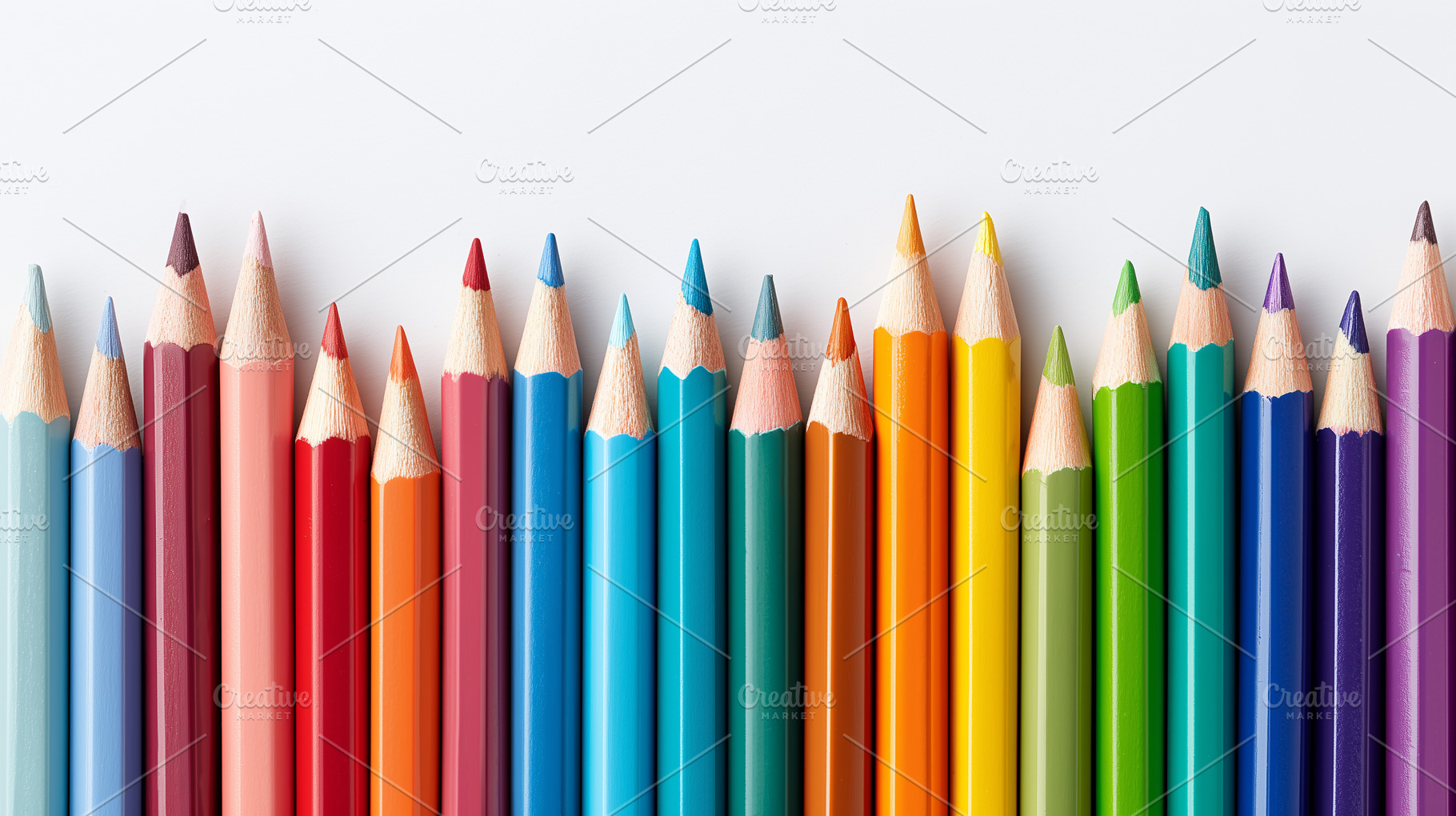 A row of sharpened colored pencils, a School & Education Photo by MistyDay