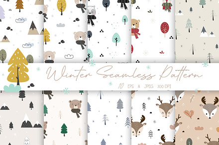 Seamless pattern with winter theme