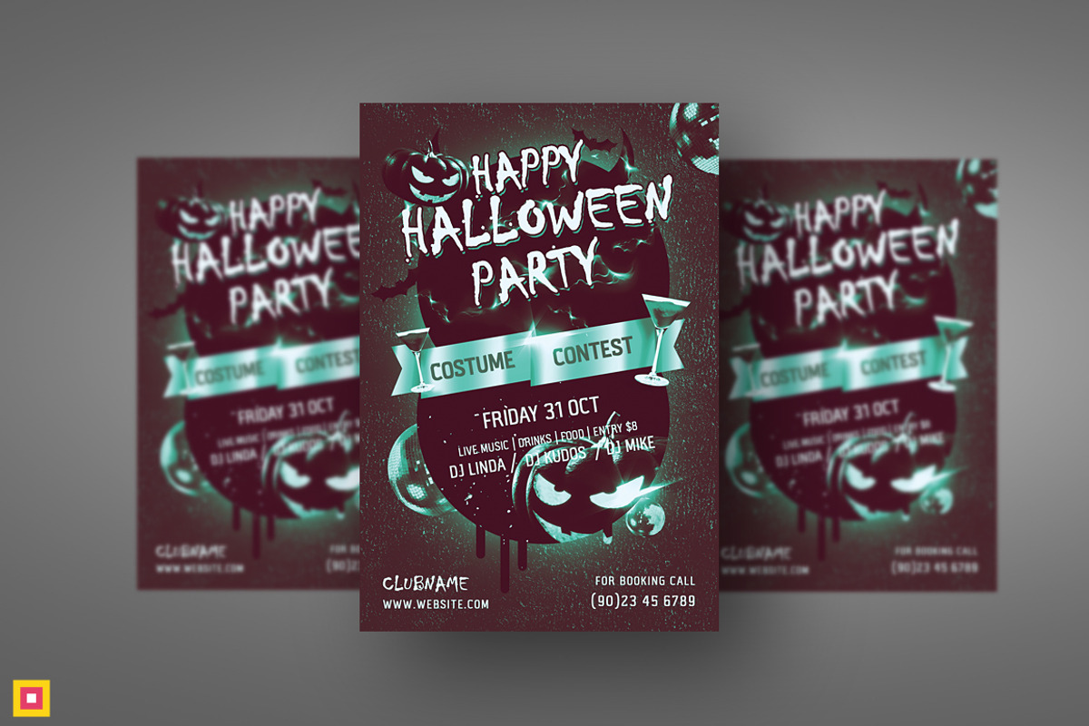 Halloween Party Flyer Template, a Flyer Template by Satgur Graphic Design (Photo 2 of 3)