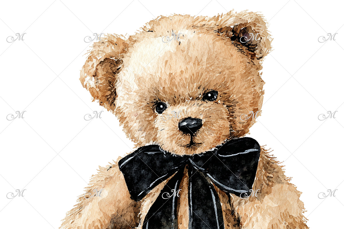 A Cuddly Teddy Bear Watercolor, an Animal Illustration by Maddy's Art & Mockups (Photo 3 of 3)