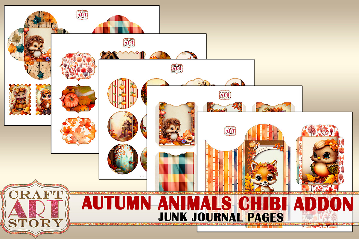 Autumn animals Chibi ADDON, a Seasonal Illustration by CraftArtStory