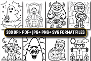 Cute Halloween Coloring Pages, a Seasonal Illustration by Design Station (Thumbnail 3 of 5)
